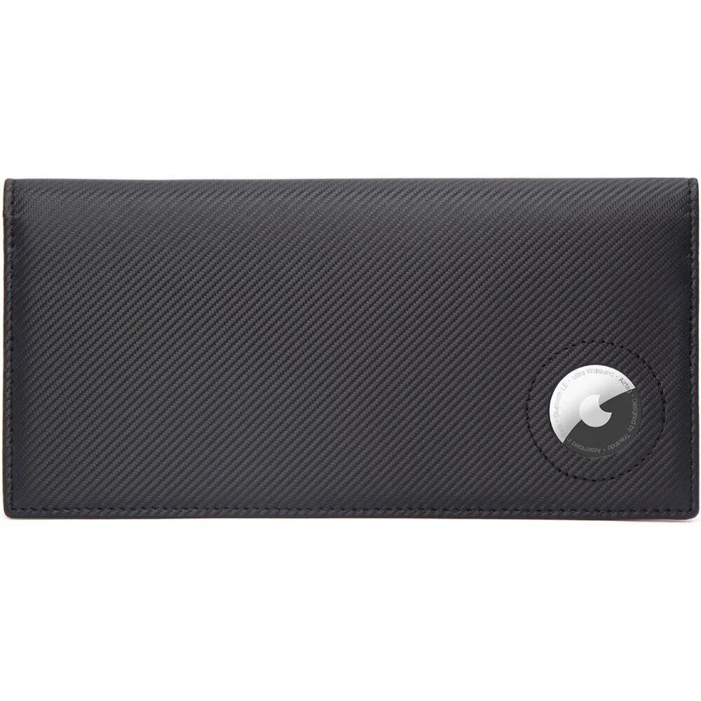 Men's Bifold Long Wallet Card Blue Real Leather Zipper Coin Pocket Design